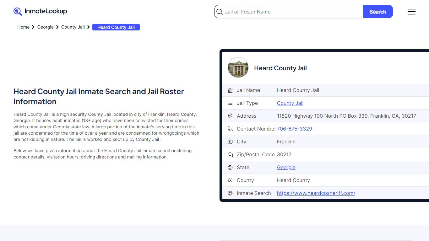 Heard County Jail Inmate Search, Jail Roster, Bookings, Arrests ...